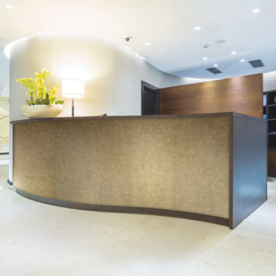 Chemetal 609 Gilt Aluminum - reception desk render