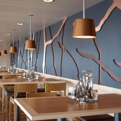 Chemetal 906 Brushed Copper Aluminum - restaurant wall