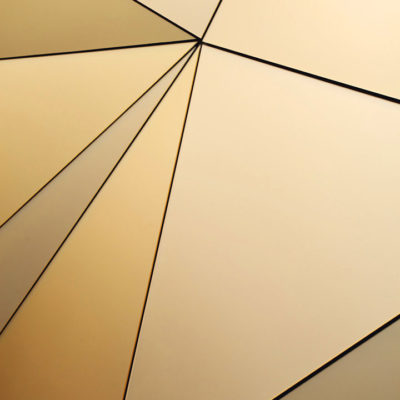 Chemetal 910 Satin Gold Aluminum Triangles - wall boutique Penelope Quebec closeup